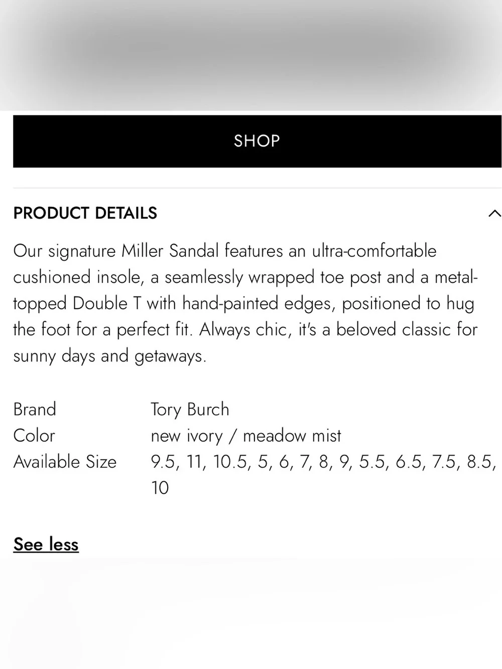 New in Box Tory Burch Miller Leather Sandals in New Ivory/ Meadow Mist size 9.5